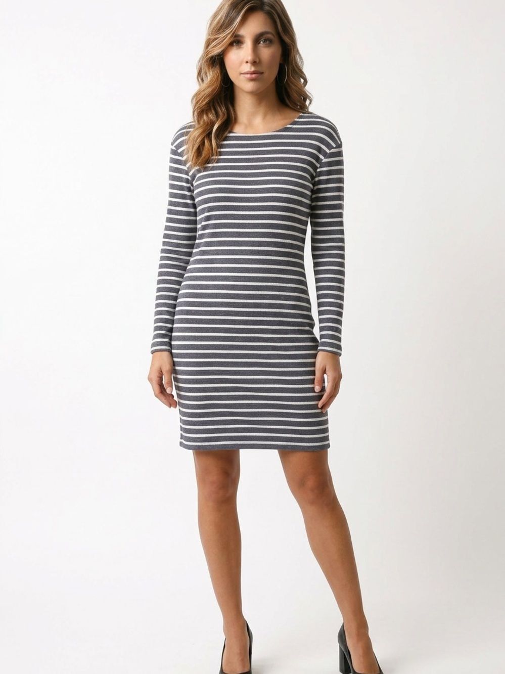 STS SAIL TO SABLE | Striped Long-Sleeve Knit Dress Blue & White Women’s Size M